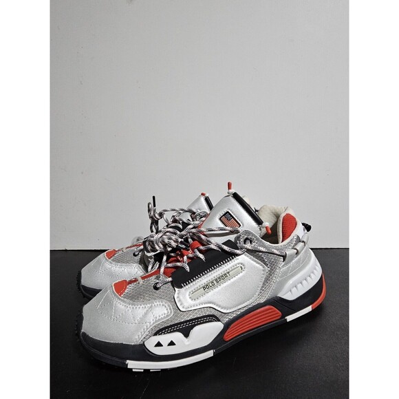 New Ralph Lauren Polo Sport White Black Red Men's Size 11 High Top Shoes PS100 - Picture 4 of 9